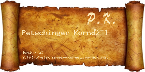 Petschinger Kornél névjegykártya